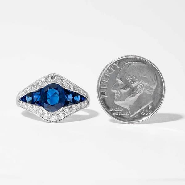 3.29 carat Sapphire & Diamond Cocktail Ring (Platinum