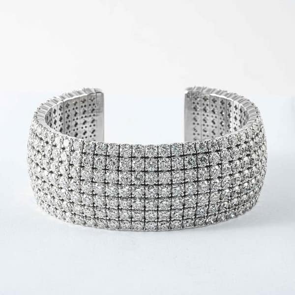 37.50 Carat 7 Row Diamond Bangle (White Gold) — Shreve