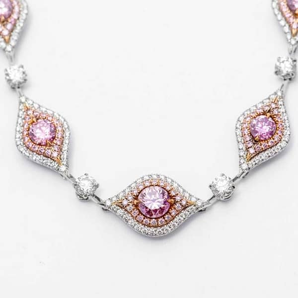 5.80 carat Argyle Fancy Intense Pink Diamond Necklace