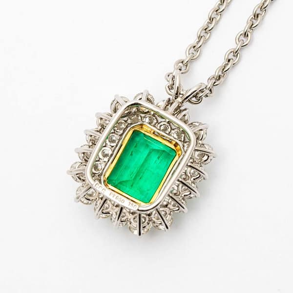 carat Colombian Emerald Diamond Pendant Necklace (Platinum