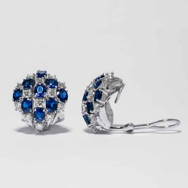 8.35 carat Sapphire & Diamond Clip Earrings, signed Oscar