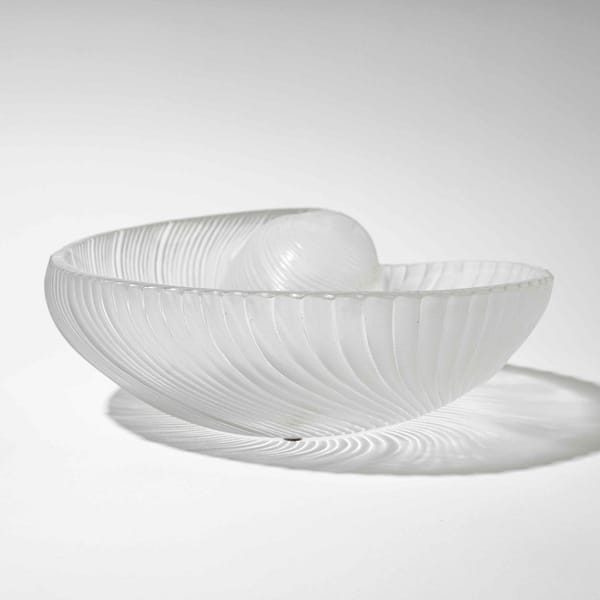 Vintage Large Lalique Crystal Nautilus Shell Bowl (French, 20th