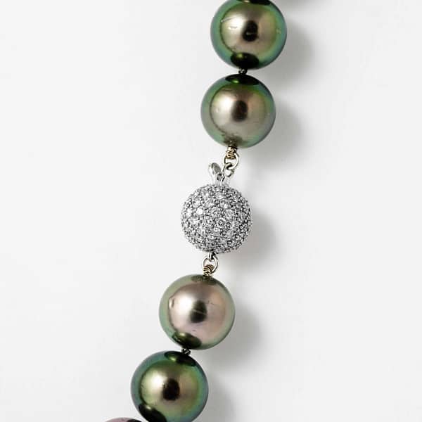 Opera Length Tahitian Pearl Necklace with Diamond Clasp