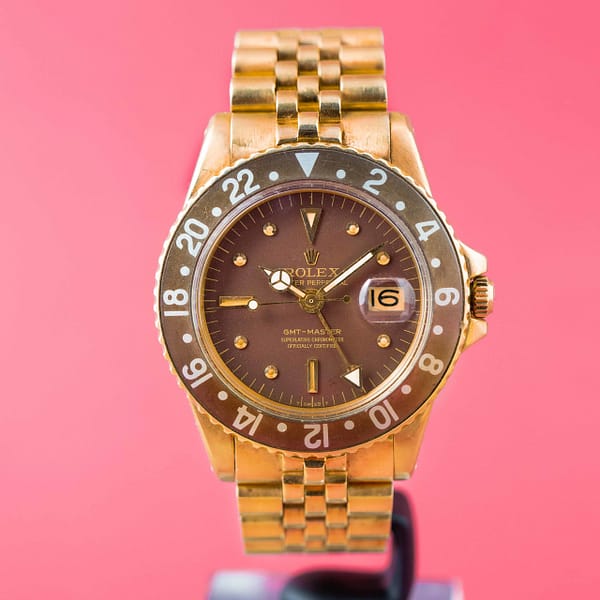 Rolex Vintage 1970 GMT-Master Root Beer Nipple Dial Fat Font Bezel