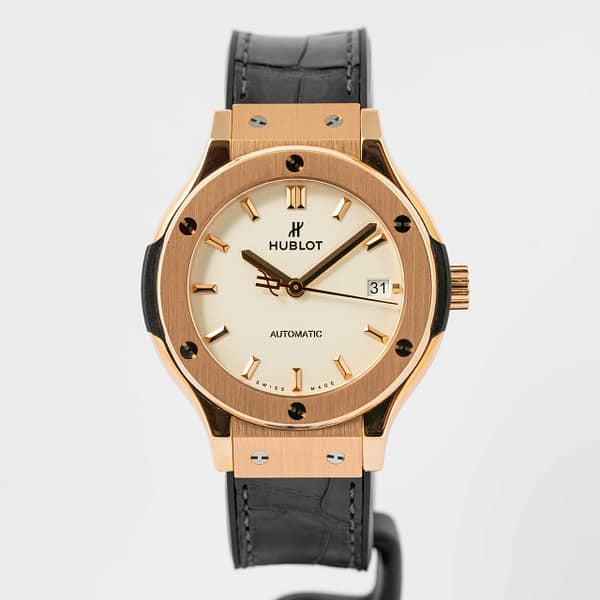 Pre-owned Hublot Classic Fusion White Opaline Dial King Gold 38mm