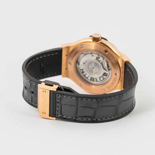 Pre-owned Hublot Classic Fusion White Opaline Dial King Gold