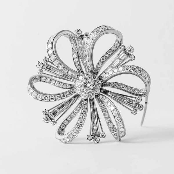 Diamond Floral Motif Brooch (Platinum) — Shreve, Crump & Low
