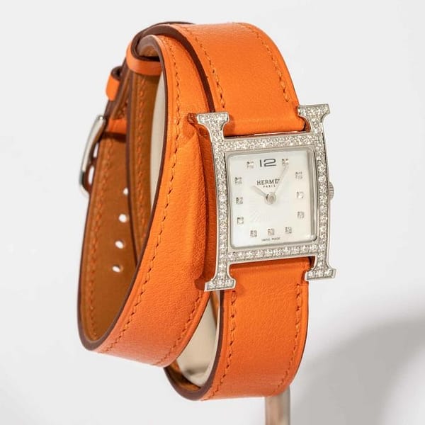 Hermès Heure H Mother-of-Pearl Diamond Dial Stainless Steel