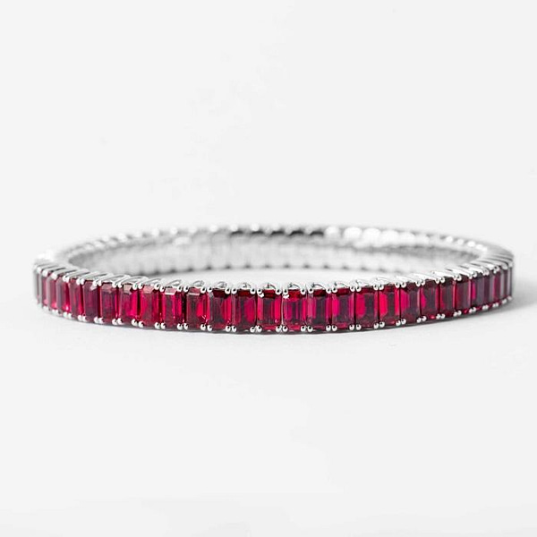 ruby Picchiotti 18.52 carat Emerald Cut Ruby Xpandable Tennis Bracelet
