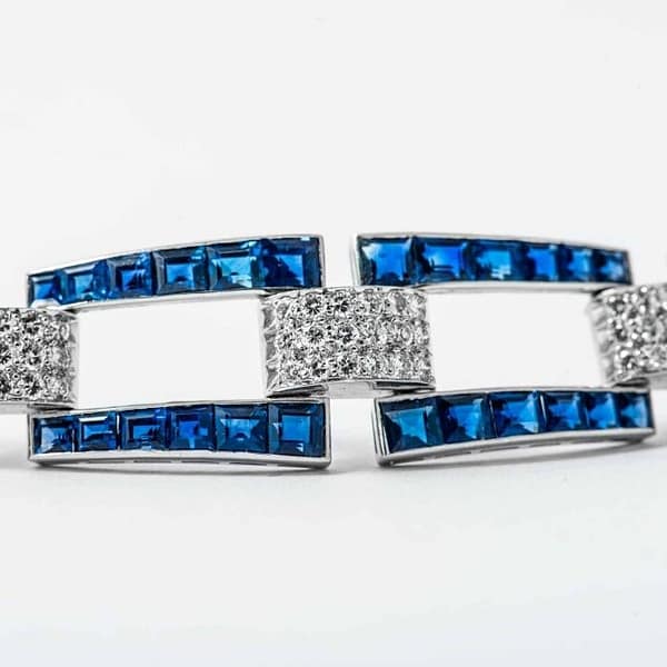 Platinum Art Deco Sapphire Diamond Bracelet (Vintage) — Shreve