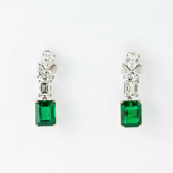 Carat Total Weight Emerald Cut Emerald Diamond Drop