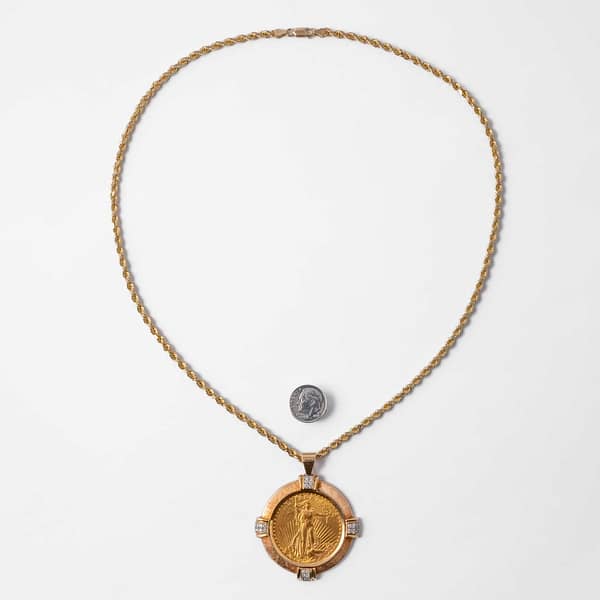 ◆VINTAGE HOLLYWOOD◆ Round Coin Necklace VH2411NE070M Vintage Coin Necklace 18ct Gold Plated Antique 1918 Coin