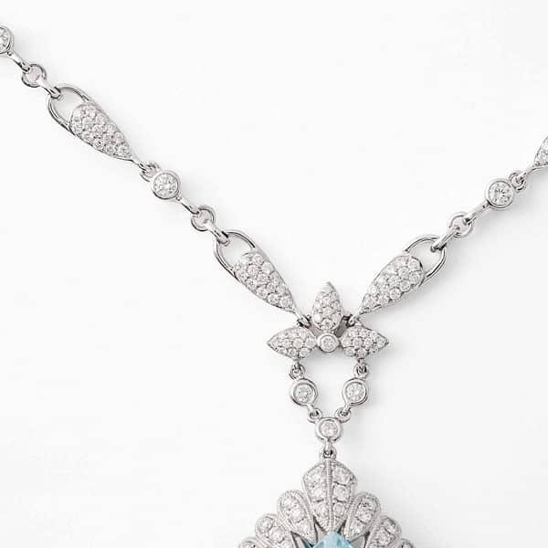 19.67 Carat Aquamarine & Diamond Necklace (White Gold