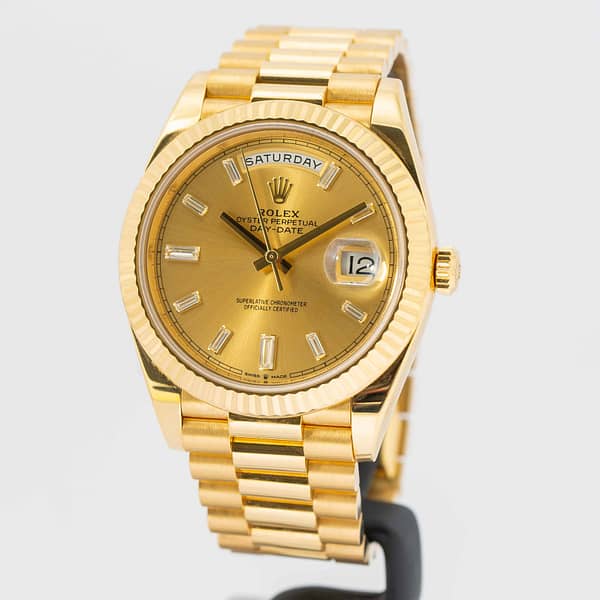 Rolex Day-Date 40 President Champagne Diamond Baguette Dial