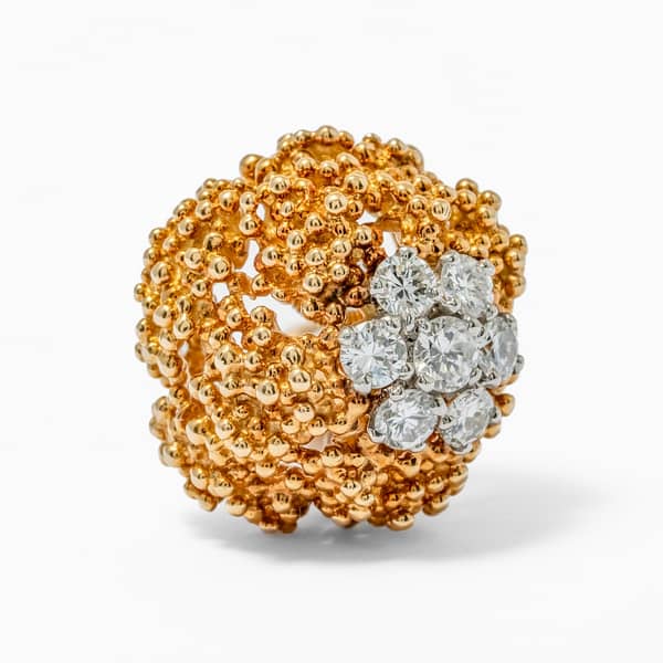 Boucheron 14 Round Brilliant Cut Diamond Flower Ear Clips