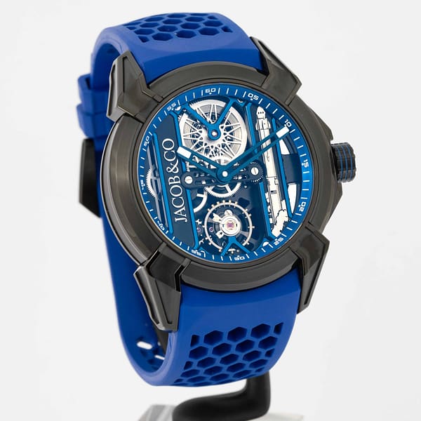 Jacob & Co. ロゴ入りボックスとマニュアル Jacob & Co Epic x Bucherer Blue L.E. Skeleton Black DLC Titanium