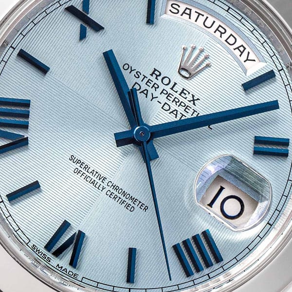 Rolex Day-Date 40 Ice-Blue Quadrant Motif Dial Platinum 40mm