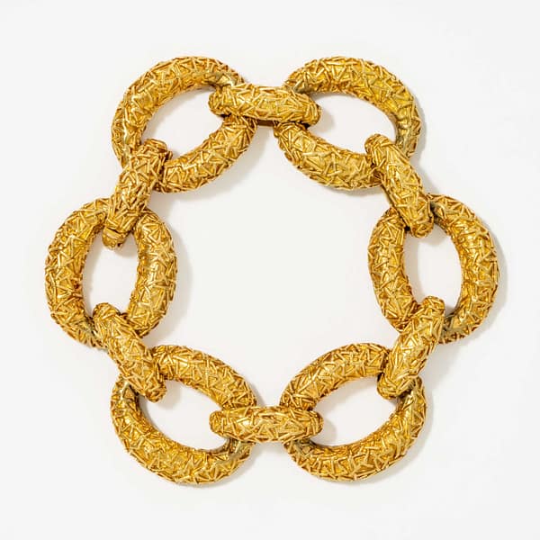 Van Clef & Arpels 18 Karat Textured Bombe Bracelet (Yellow Gold