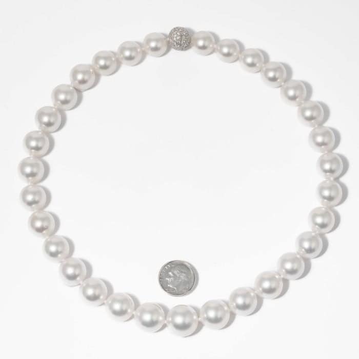 12.20mm - 15.2mm South Sea Pearl Necklace with Diamond Clasp
