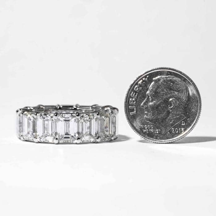 14.40 carat H VS2-VS1 Emerald Cut Diamond Eternity Band