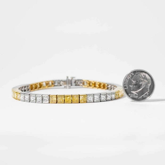 14.73 carat Fancy Yellow Canary Radiant Cut Diamond Bracelet
