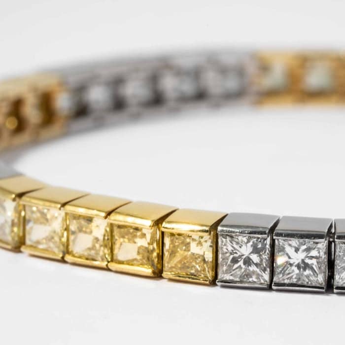 carat Fancy Yellow Canary Radiant Cut Diamond Bracelet (Two