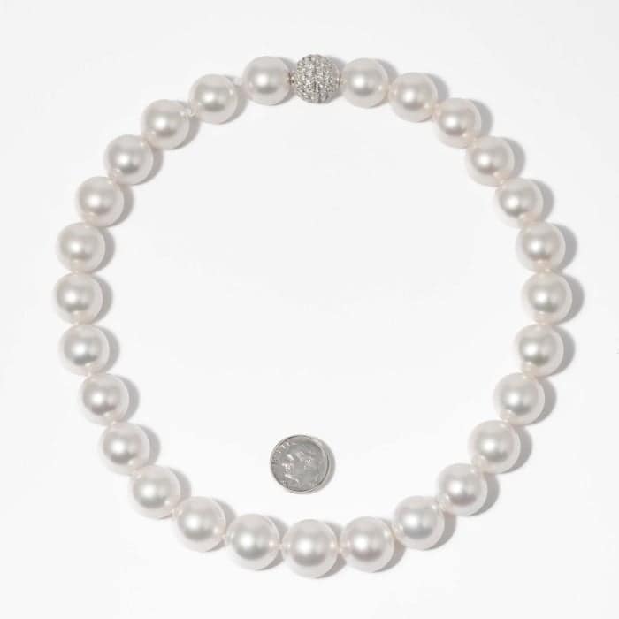 15mm - 17.2mm Fine South Sea Pearl Necklace with Diamond Clasp