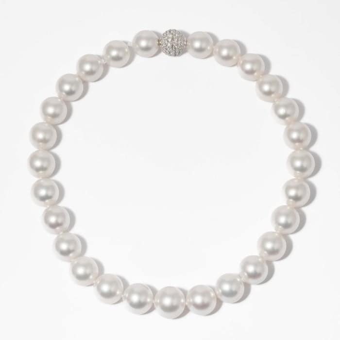 15mm - 17.2mm Fine South Sea Pearl Necklace with Diamond Clasp