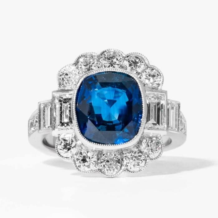 carat Sapphire Diamond Cluster Ring (Platinum) — Shreve