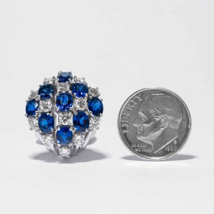 8.35 carat Sapphire & Diamond Clip Earrings, signed Oscar