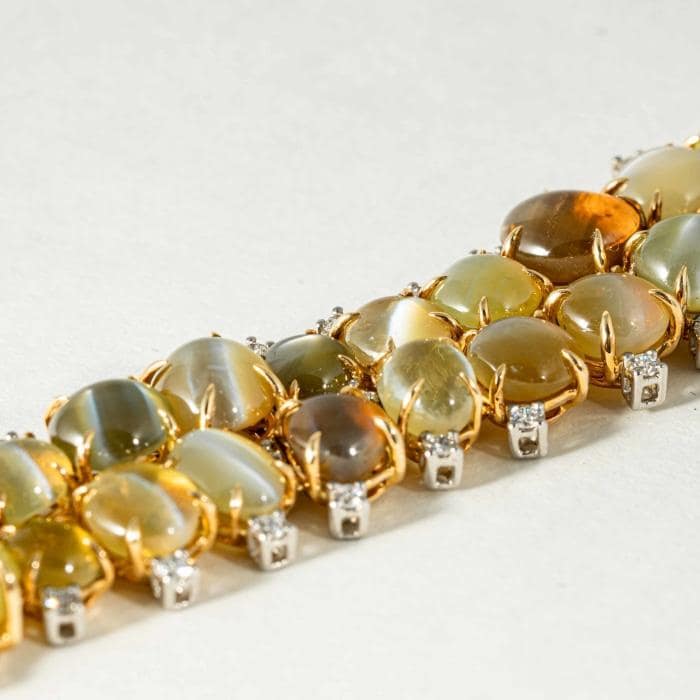 Chrysoberyl Cats Eye Diamond Bracelet (Two-Tone) — Shreve, Crump