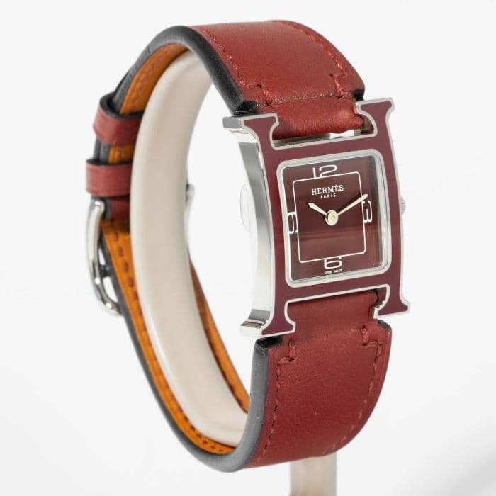 Hermès Heure H Crimson Rouge Lacquer Dial Stainless Steel