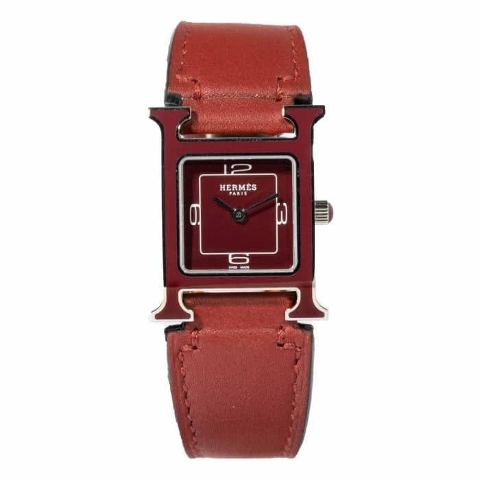 Hermès Heure H Crimson Rouge Lacquer Dial Stainless Steel 21mm x