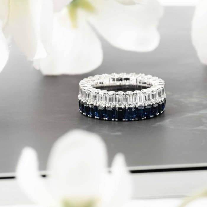 Picchiotti Emerald Cut Diamond & Blue Sapphire Xpandable Eternity