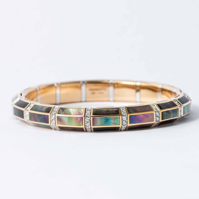 Picchiotti Green Mother of Pearl & Diamonds Xpandable Bracelet