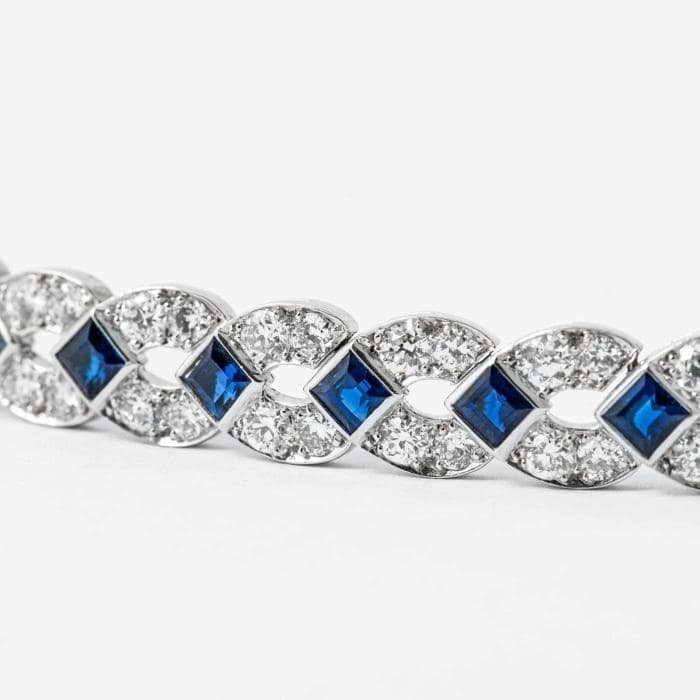 Platinum, Diamond Sapphire Art Deco Bracelet (Vintage) — Shreve