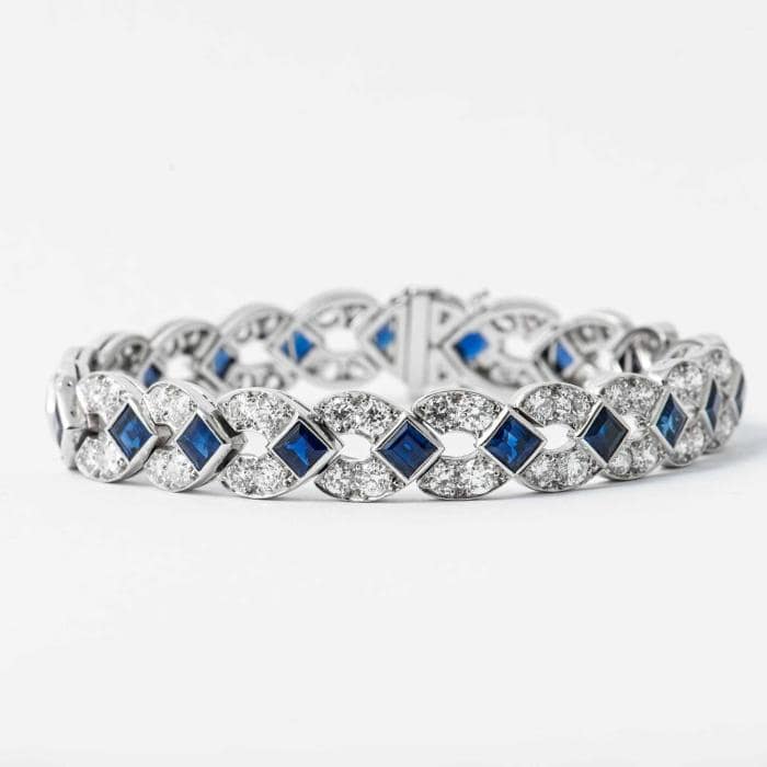 Platinum, Diamond Sapphire Art Deco Bracelet (Vintage) — Shreve