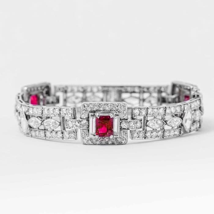 Platinum Ruby and Diamond Art Deco Bracelet — Shreve, Crump Low