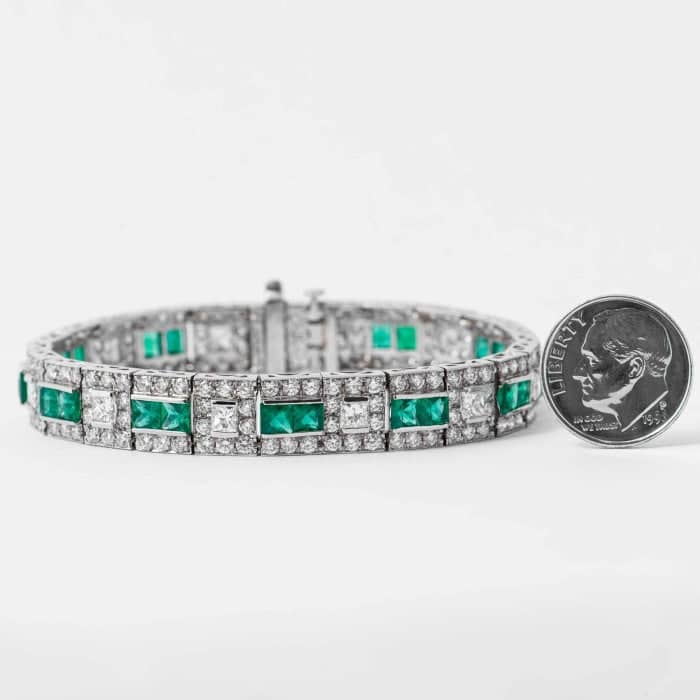 Platinum Emerald Cut Tennis Bracelet  Nicole Rose Fine Jewelry