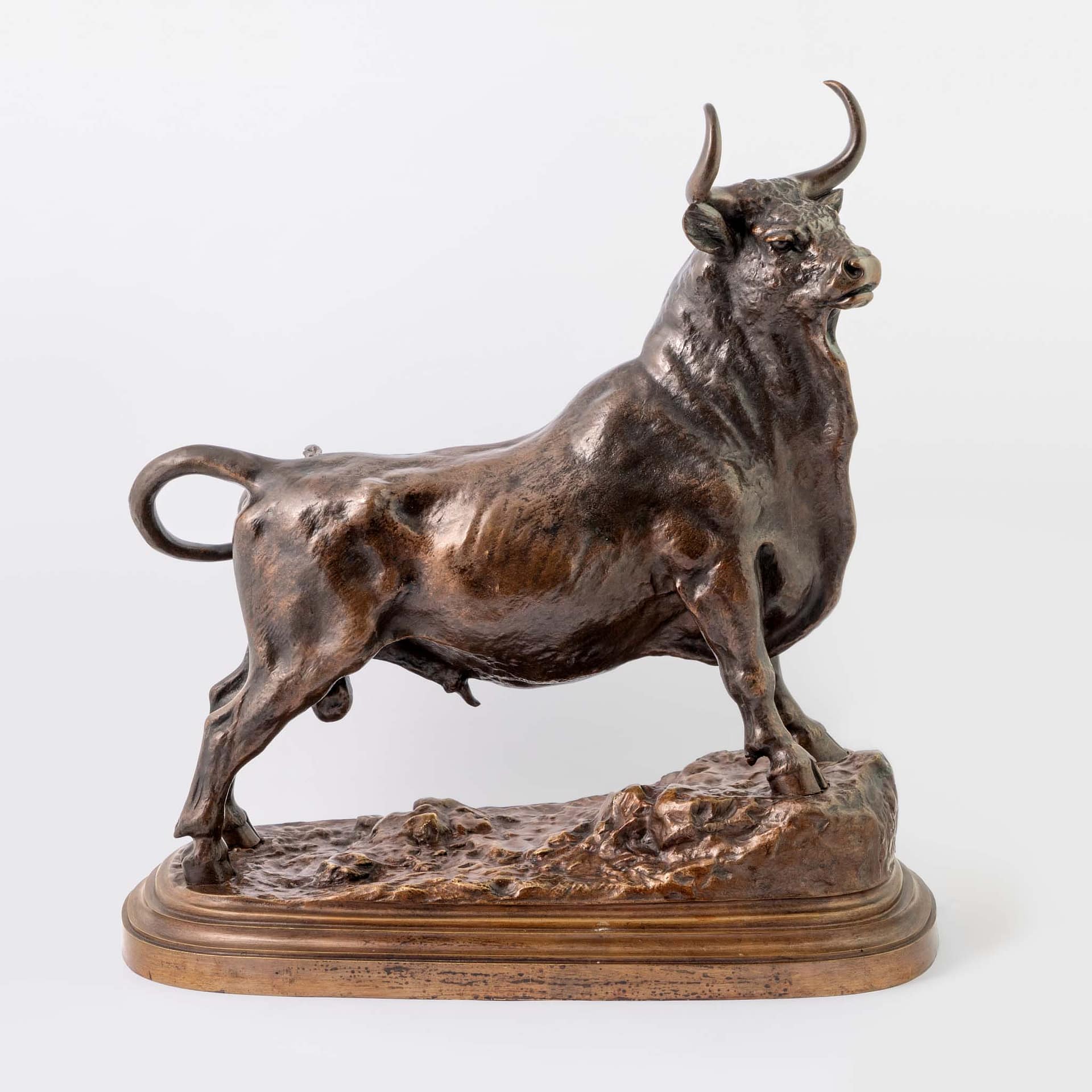 Bronze Bull Sculpture by Christophe Fratin (French, 19th Century