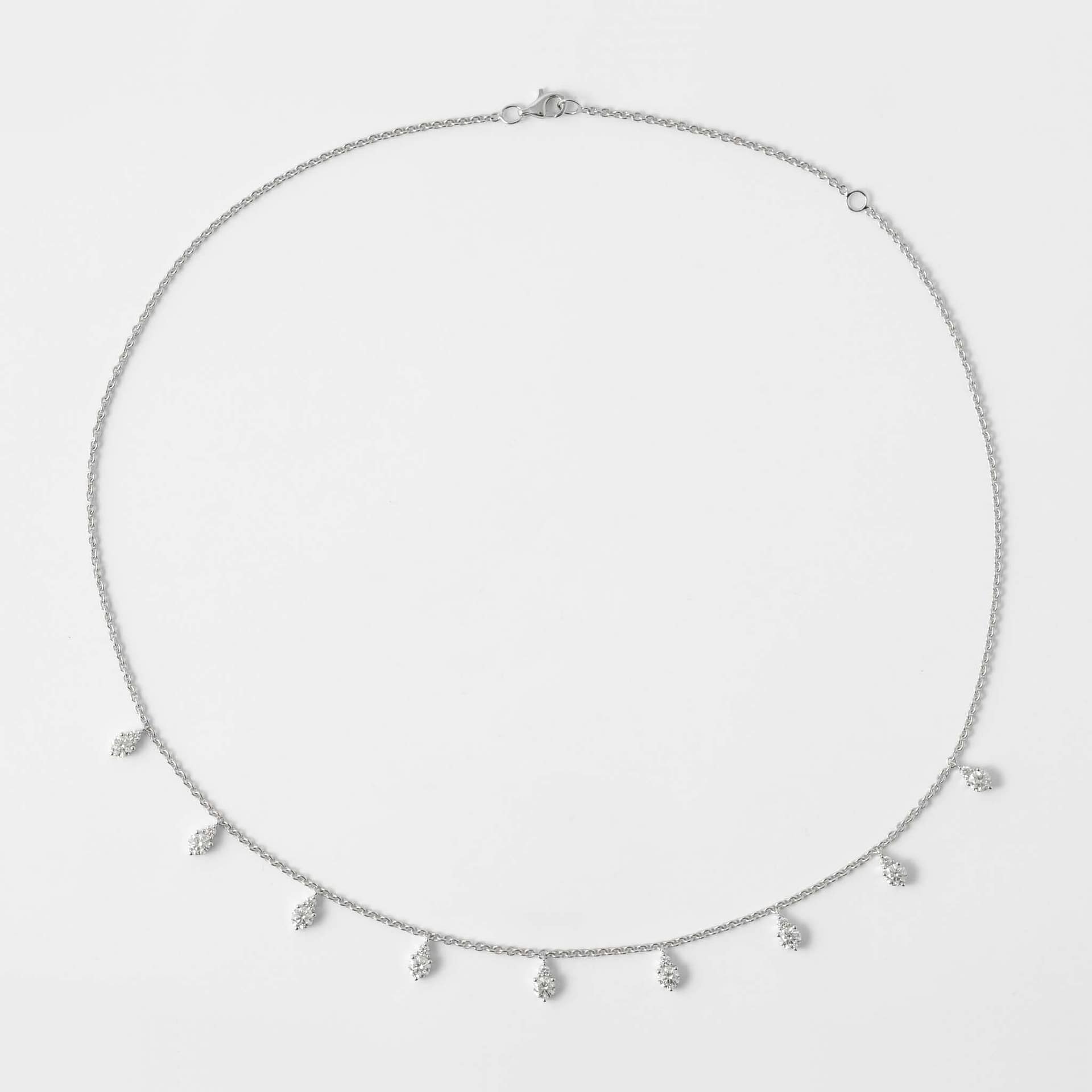 1.80 Total Carat Weight Round Brilliant Cut Diamond Drop Chain Necklace