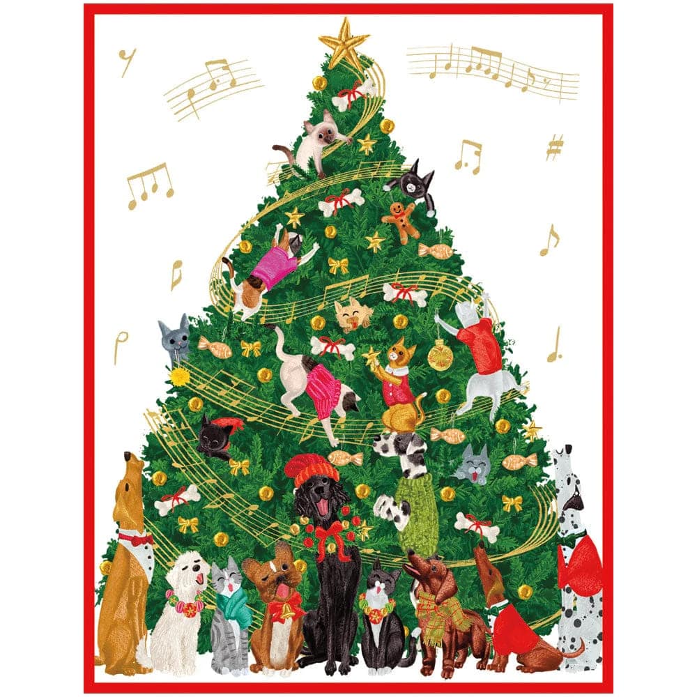 Cats & Dogs Christmas Tree Greeting Cards (Set of 16) — Shreve, Crump & Low