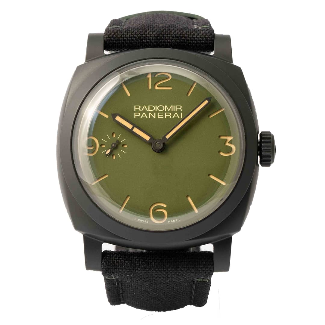 Pre owned Panerai Radiomir Verde Militare Dial Black Ceramic 48mm