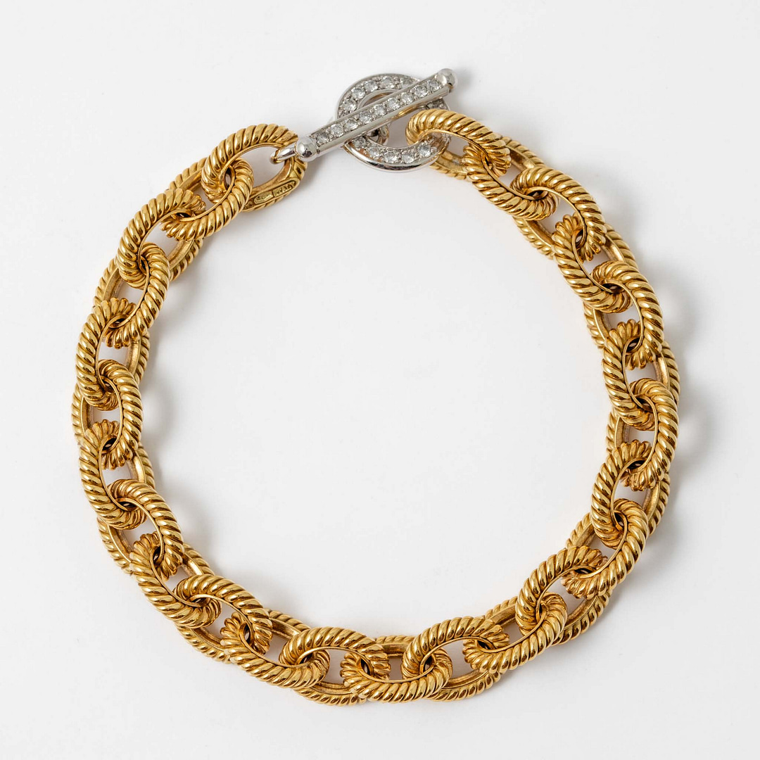 Two-Tone Jumbo Pave Link Bracelet Rose Gold/White Gold