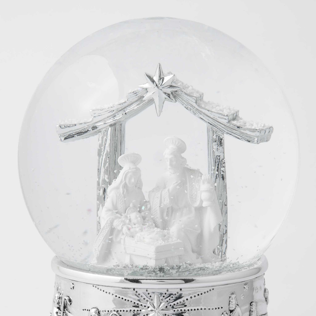Snow globe glitter snow Nativity shepherd and Magi 10 cm