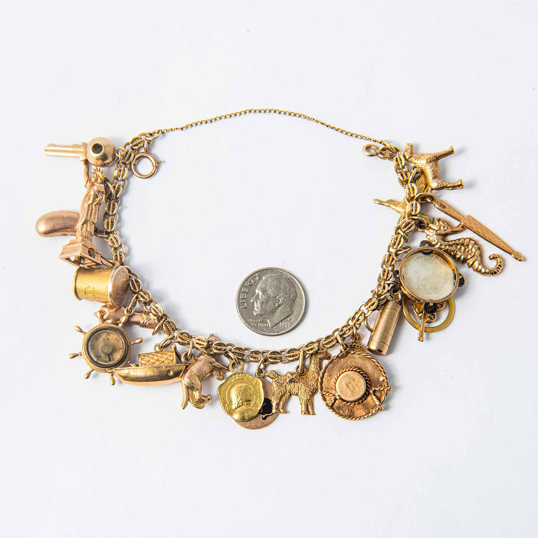 Complete Yellow Gold Charm Bracelet