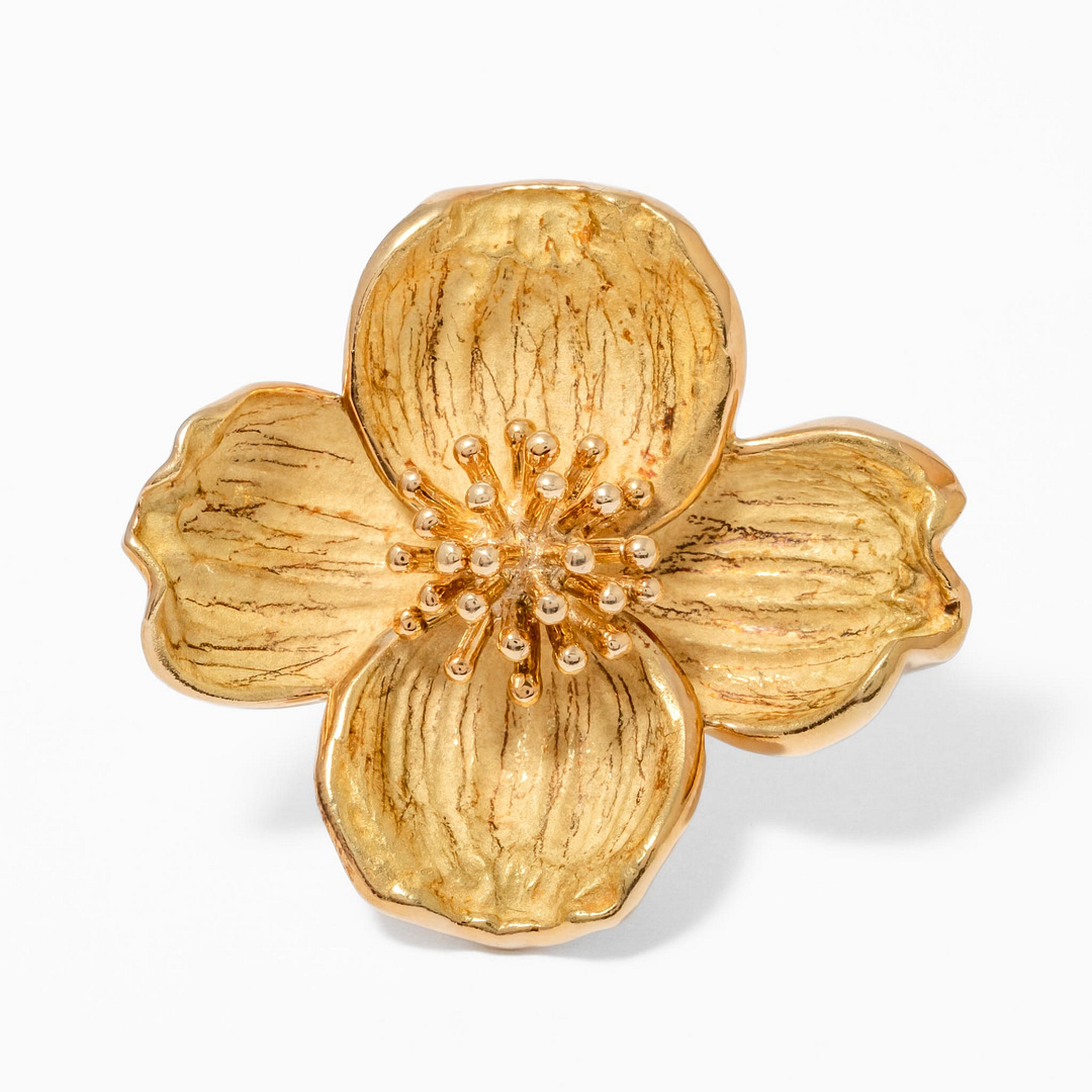 Vintage Style Elegant Flower Gold-tone Large Brooch Pin Red