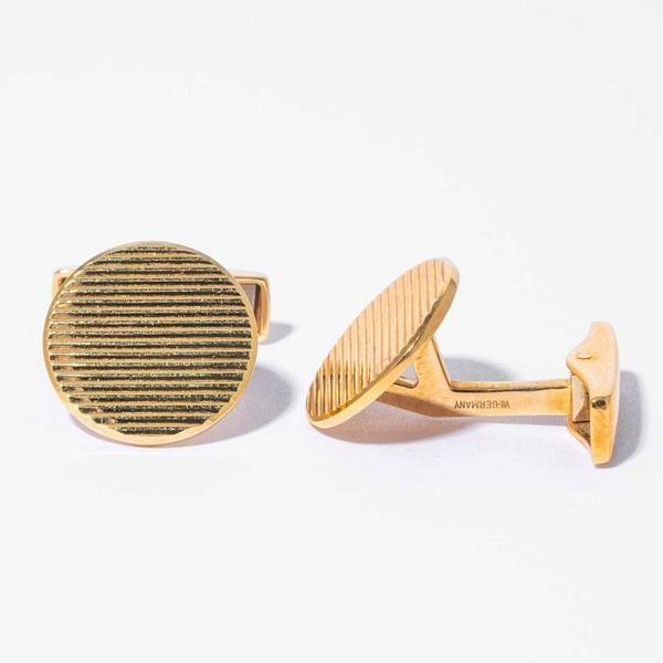 Vintage Gold Classic Striped Cufflinks, signed Tiffany and Co ...