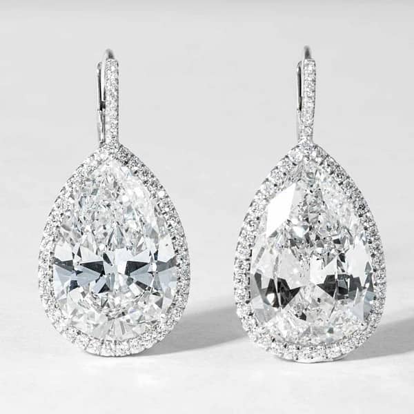 10ctw Pear Shaped Diamond Drop Earrings in Platinum