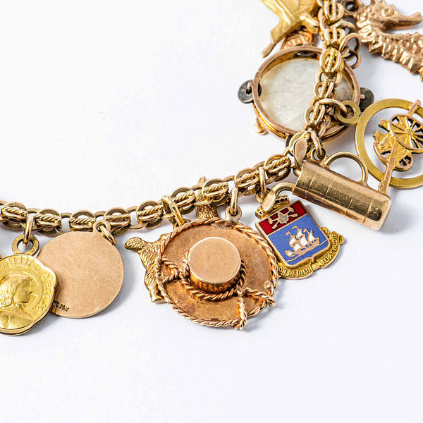 Complete Yellow Gold Charm Bracelet